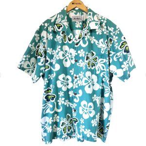 Hawaiian Tropical Shirt Mens XL Short Sleeve Button Floral Collared Blue…
